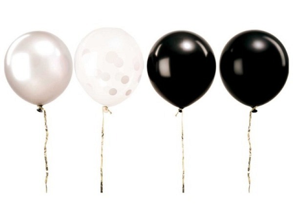 Ballone Rico Design Serie Yey aus Latex Schwarz-Weiss Mix, 12 Stk.