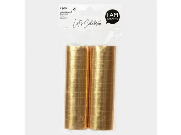 Luftschlangen I am creative gold 2Stk.