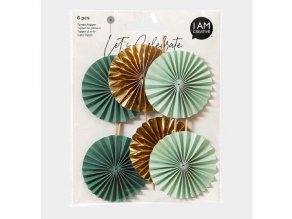 Torten Topper I am creative Fächer Picker mint, gold 6Stk. 