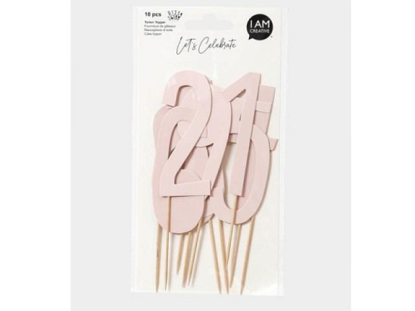 Torten Topper I am creative Zahlen rosa 10Stk. 
