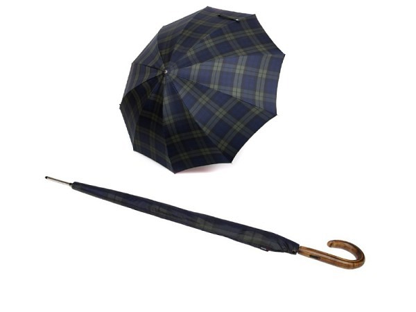 Regenschirm Strotz Long automatisch Navy-grün kariert