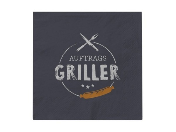 Servietten Grafik Werkstatt Griller schwarz, 20Stk