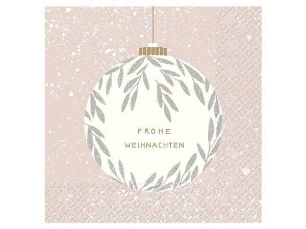 Servietten Stewo Valerie rosa mit goldigem Schriftzug Frohe Weihnachten