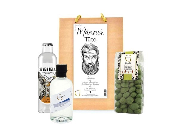 Wundertüte Genial Geniessen Männer Tüte Gin Tonic Geschenktüte mit goldener Kordel