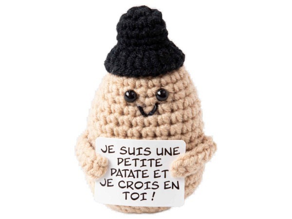 Stofftier I Am Creative gehäkeltes Mini-Plüschtier positive potato mit Hut