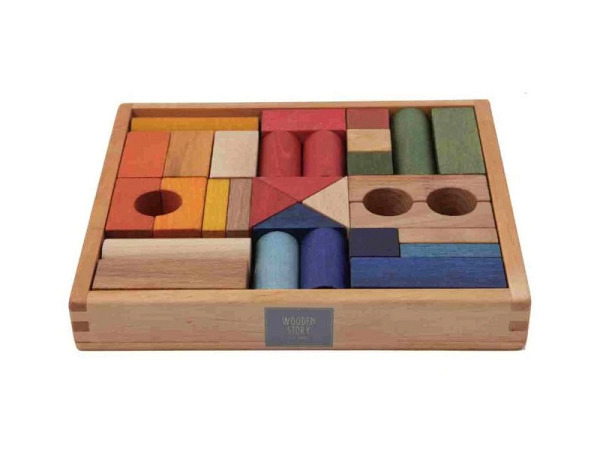SSpielzeug Wooden Story Rainbow Blocks in Tray aus Holz