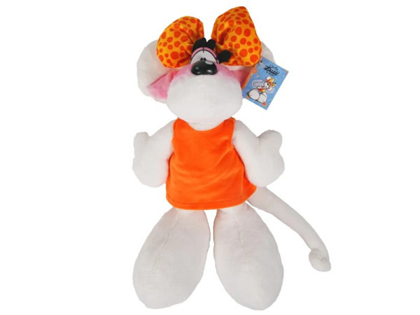 Stofftier Diddl Plüschtier Diddlina im orangefarbenen Kleid 30cm