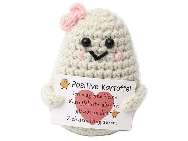 Stofftier I Am Creative gehäkeltes Mini-Plüschtier positive Potato mit Schlaufe