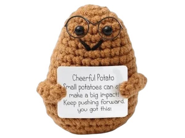Stofftier I Am Creative gehäkeltes Mini-Plüschtier positive potato mit Brille