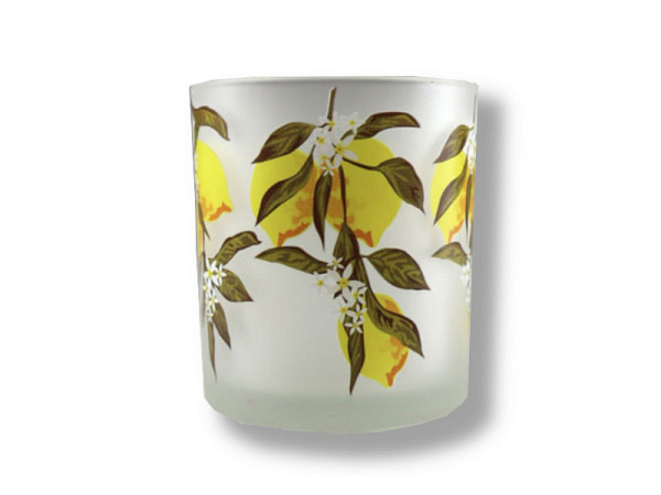 Windlicht Zitrone 7x8cm, aus Glas, mit Zitronenmotiv