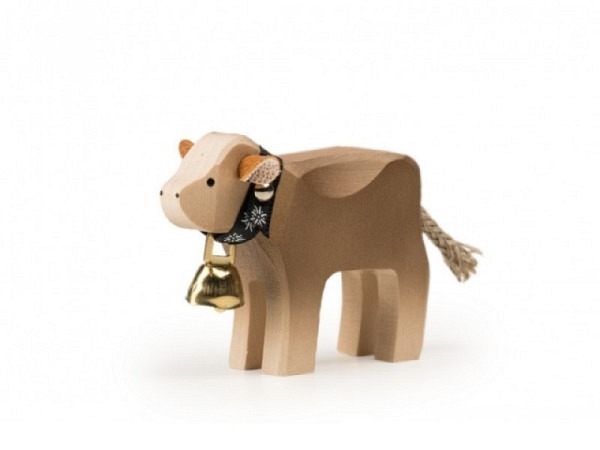 Deko Kalb Braunvieh mit Glocke, 6x5x2cm