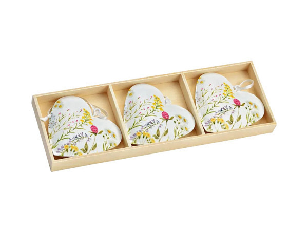 Deko Hängedeko Herz mit Blumendekoration 3er Set