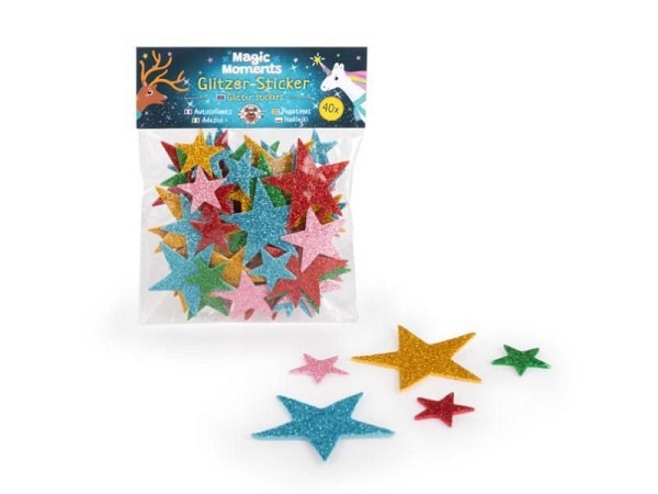 Aufkleber Trendhaus Magic Moments Moosgummi Glitzer-Stern