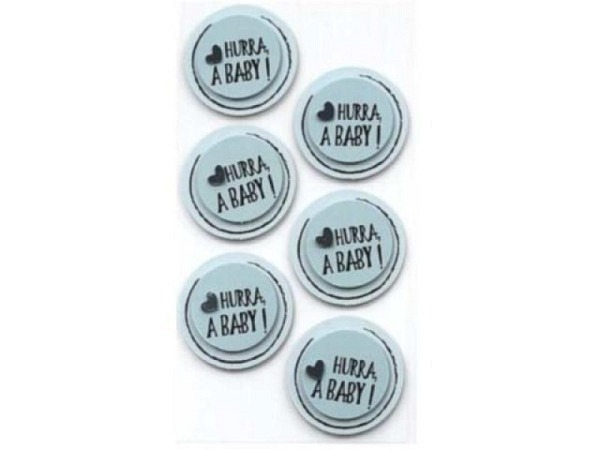 Aufkleber Artoz Artwork rund, Hurra a Baby, blau..