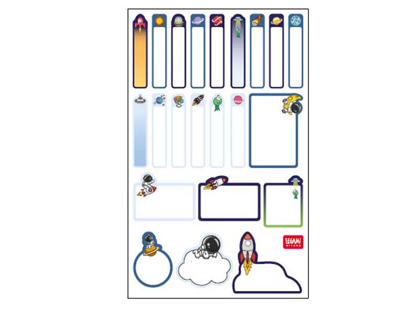 Aufkleber Legami Schuletiketten Space