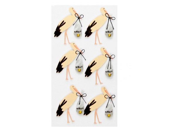 Aufkleber Artoz Artwork Storch 6Stk., handgefertigt, in 3D-Optik