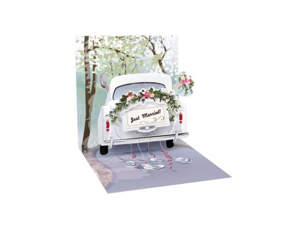 Vermählungskarte Up with Paper Mini 3D Pop-Up Card Hochzeitsauto-Motiv