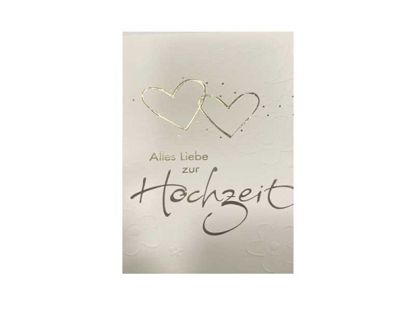 Vermählungskarte ABC goldige Herzen 12,5x17,5cm