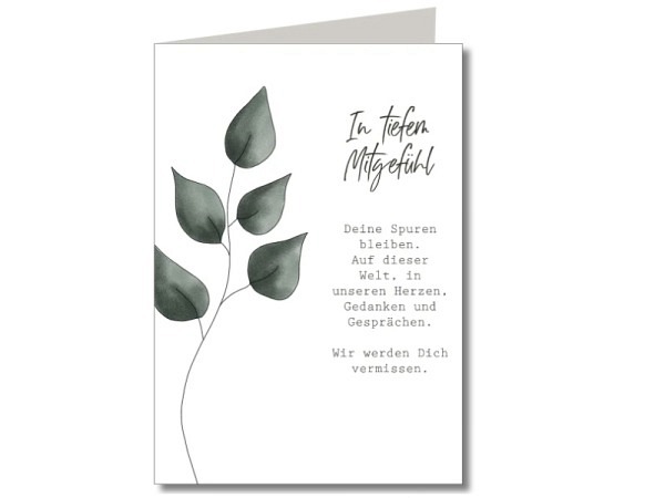 Trauerkarte Keitcards in tiefem Mitgefühl, Doppelkarte