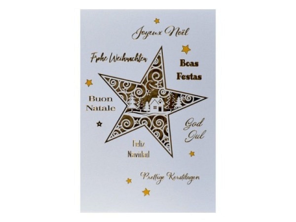 Weihnachtskarte ABC Stern Scherenschnitt 12x17,5cm