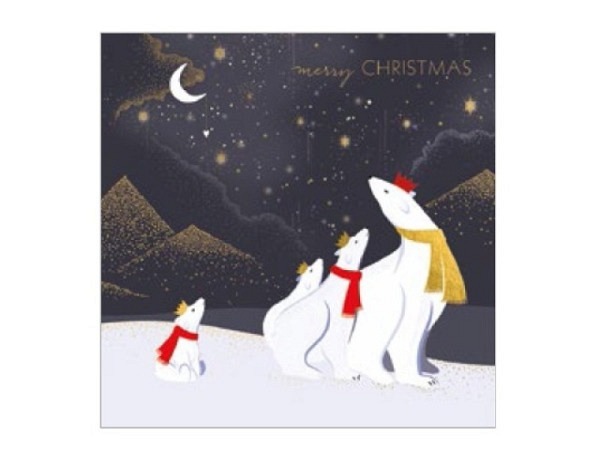 Weihnachtskarte Luxury Box 8er Set Eisbären 15,8x15,8cm