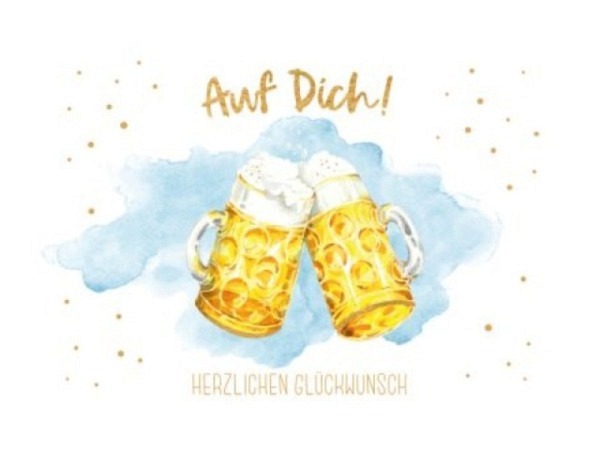 Glückwunschkarte Green Karma Bier Anstossen