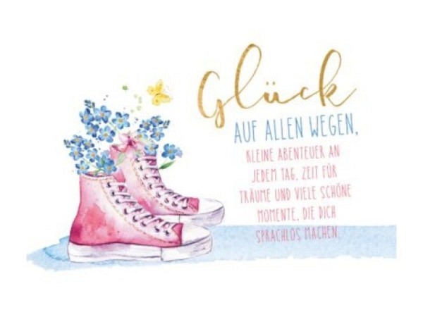 Glückwunschkarte Green Karma Schuhe mit Blumen