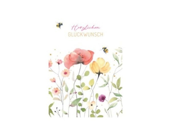 Glückwunschkarte Green Karma Blumen mit Bienen 