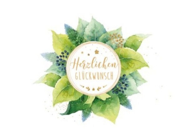 Glückwunschkarte Green Karma Blätterkranz