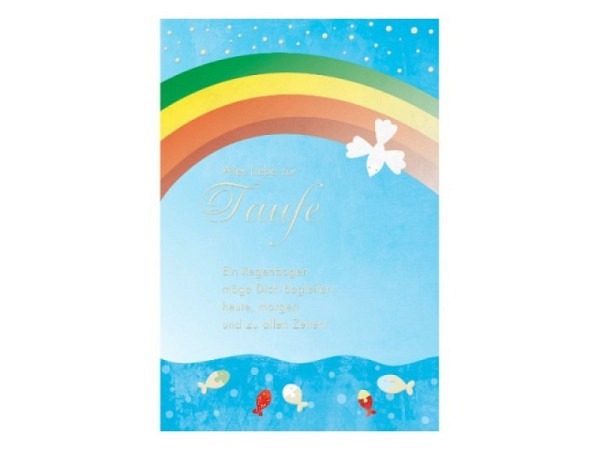 Taufkarte ABC Regenbogen und Fische im Wasser