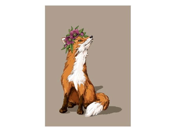 Postkarte Fuchs braun