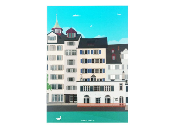 Postkarte Ykoons Zürich A6 Limmat