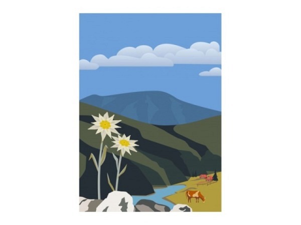 Postkarte Cart Edelweiss, A6-Format, 10,5x14,8cm