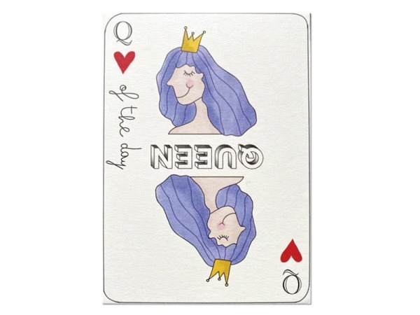 Postkarte Keitcards Queen of the day. Weisse Postkarte aus hochwertigem Naturkarton