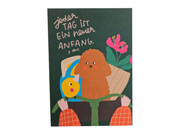 Postkarte Frolein Mint Jeder Tag ist ein neuer Anfang