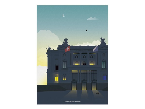 Postkarte Ykoons Zürich A6 Opernhaus