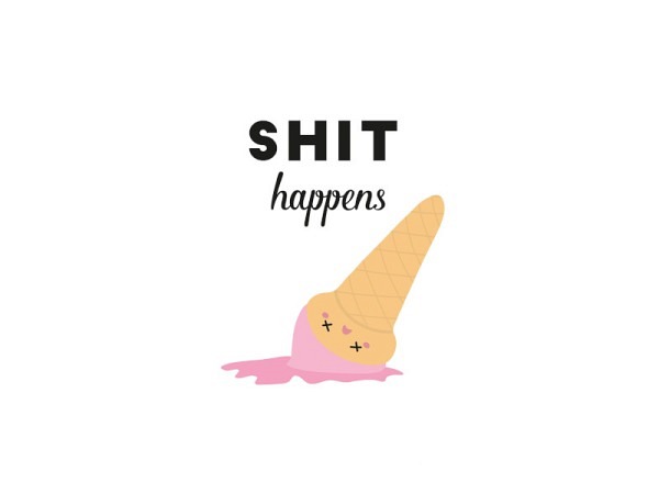 Postkarte Inktvis Shit happens Eiscreme A6