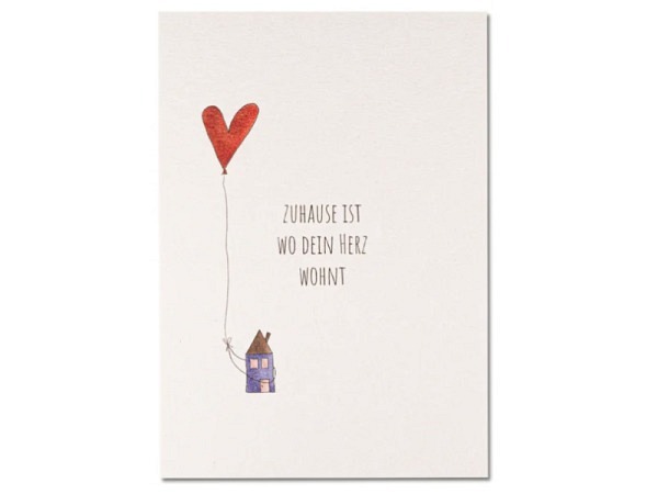 Postkarte Keitcards Zuhause ist, wo dein Herz wohnt. Weisse Postkarte aus hochwertigem Naturkarton