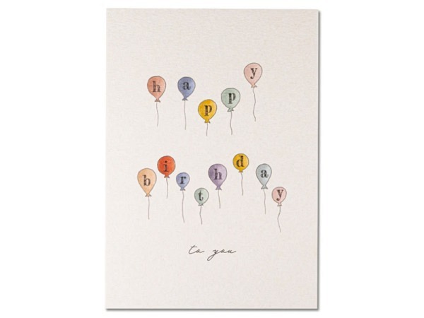 Postkarte Keitcards Happy Birthday to you. Weisse Postkarte aus hochwertigem Naturkarton