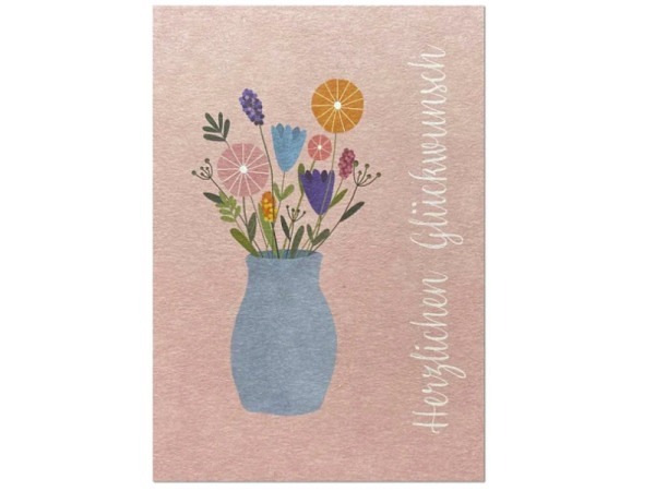 Postkarte Keitcards herzlichen Glückwunsch. Pinke Postkarte aus hochwertigem Naturkarton