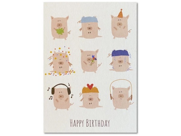 Postkarte Keitcards Happy Birthday. Weisse Postkarte aus hochwertigem Naturkarton