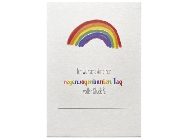 Postkarte Keitcards ich wünsche dir einen regenbogenbunten Tag voller Glück und.... Weisse Postkarte aus hochwertigem Naturkarton