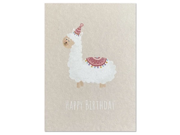 Postkarte Keitcards Happy Birthday. Pinke Postkarte aus hochwertigem Naturkarton