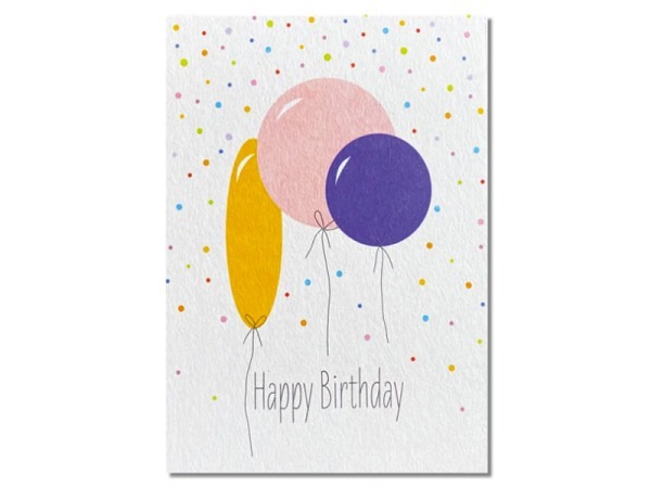 Postkarte Keitcards Happy Birthday. Weisse Postkarte aus hochwertigem Naturkarton