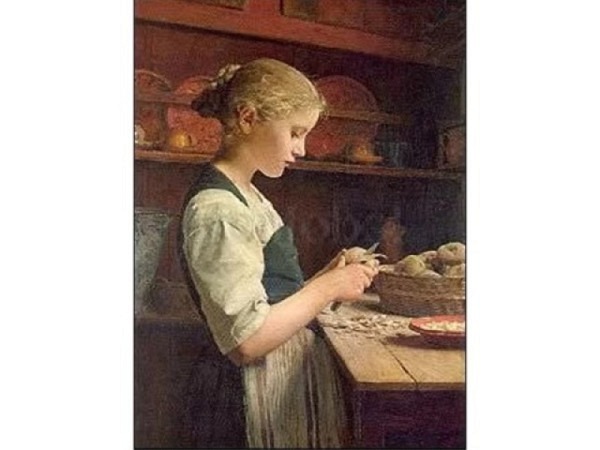 Postkarte Kunstverlag Albert Anker Die kleine Kartoffelschälerin, 10,5x14,8cm