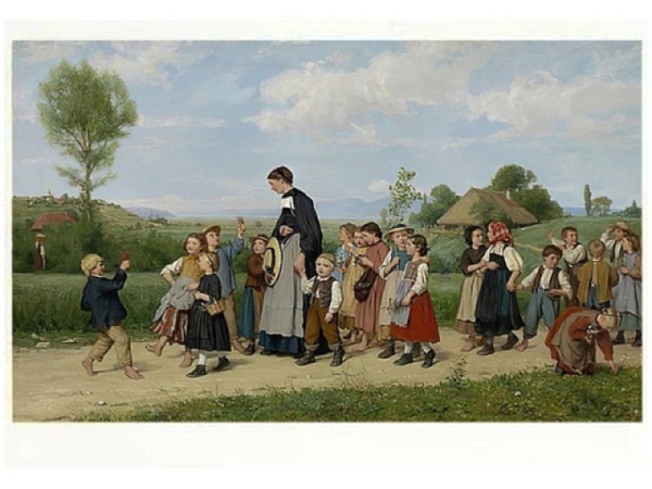 Postkarte Kunstverlag Albert Anker Der Schulspaziergang 10,5x14,8cm