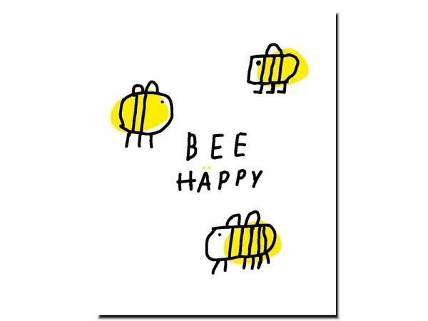 Postkarte Mari&Anne mit Text Bee Häppy Gelbe Bienen