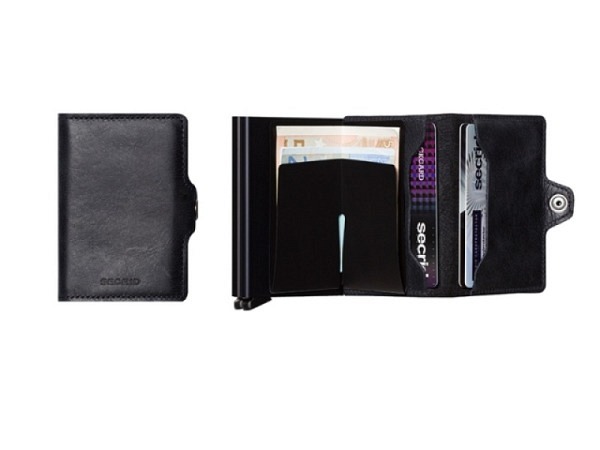 Kreditkartenetui Secrid Twinwallet vintage schwarz, Leider