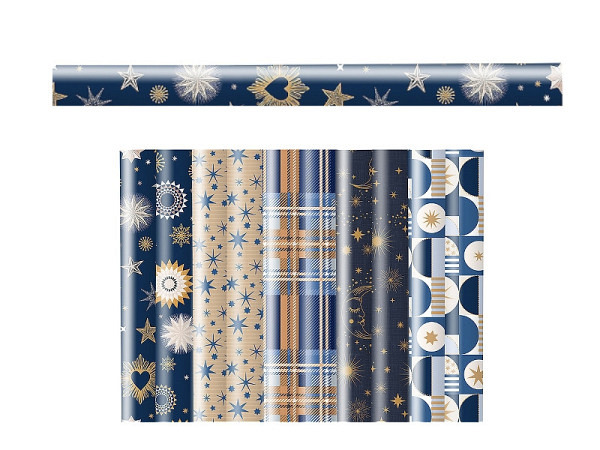 Geschenkpapier Artebene blau-gold 70x200cm Rolle