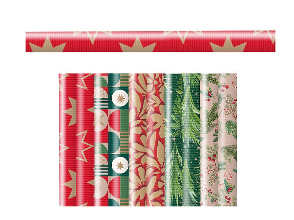 Geschenkpapier Artebene rot-grün 70x200cm Rolle